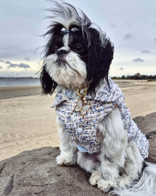 Chérie Couture Luxury Tweed Jacket Dress Blue