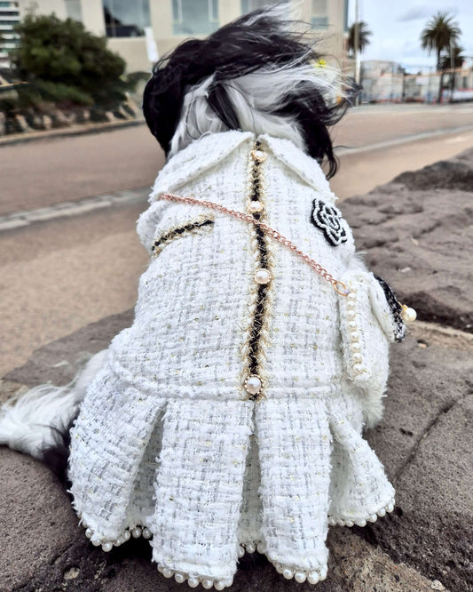 Chérie Couture Luxury Tweed Jacket Dress White