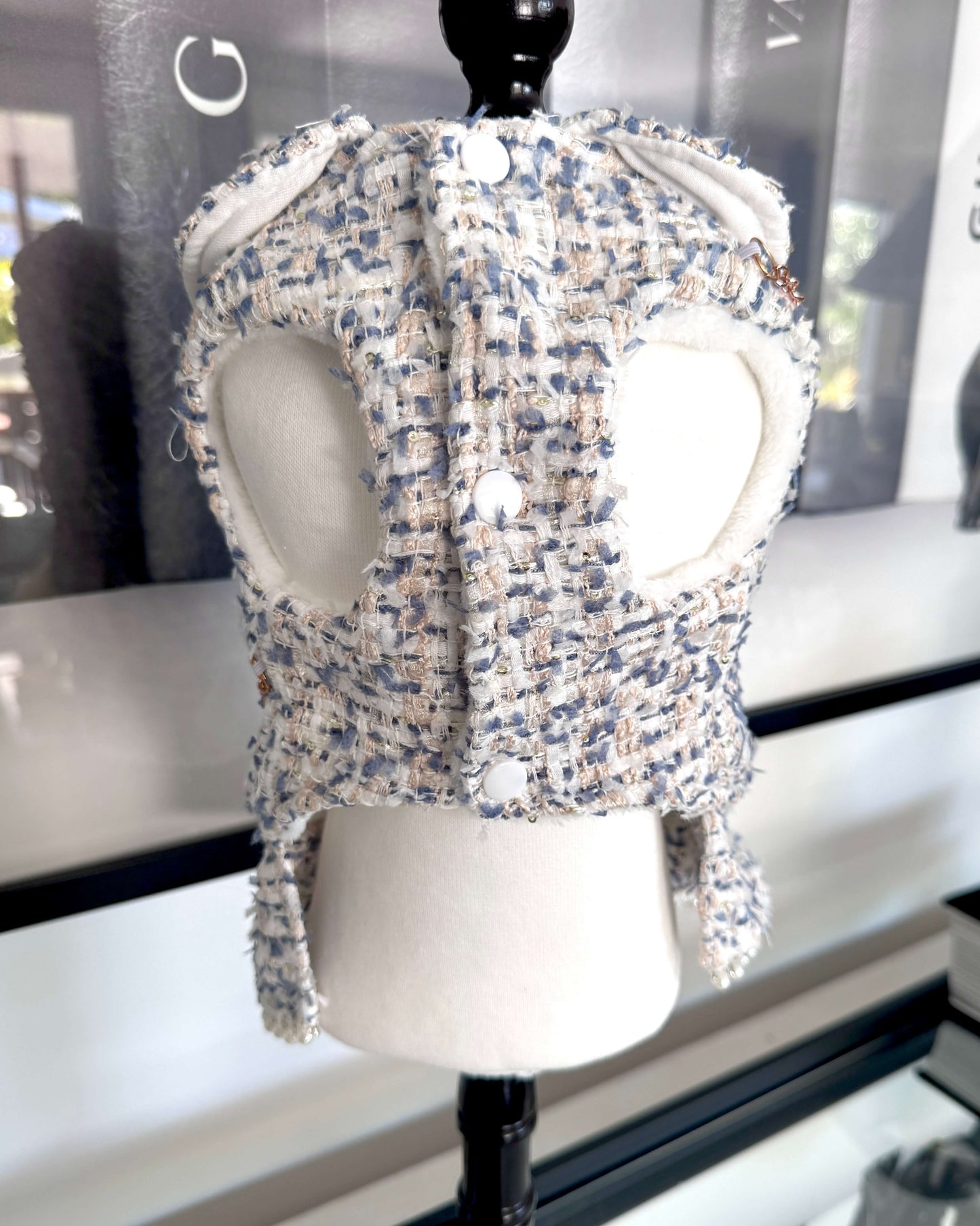 Chérie Couture Luxury Tweed Jacket Dress Blue