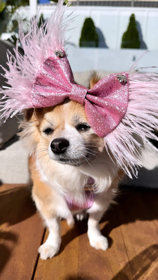 Little Luxe Glitz & Glam Pink Bow -Flocking Fancy