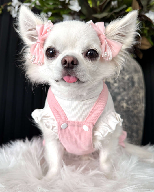 Tiny Paw Couture Signature Suspender Skirt - Blush Ruffle