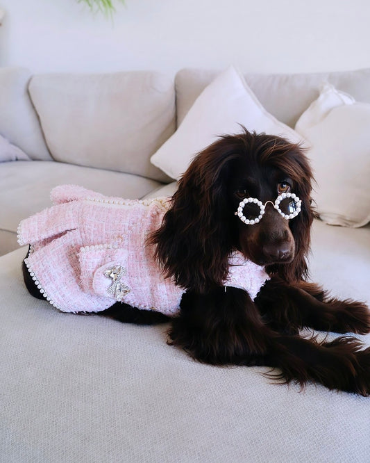 Chérie Couture Luxury Tweed Jacket Dress Pink