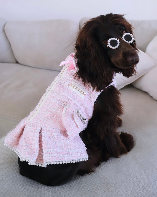 Chérie Couture Luxury Tweed Jacket Dress Pink