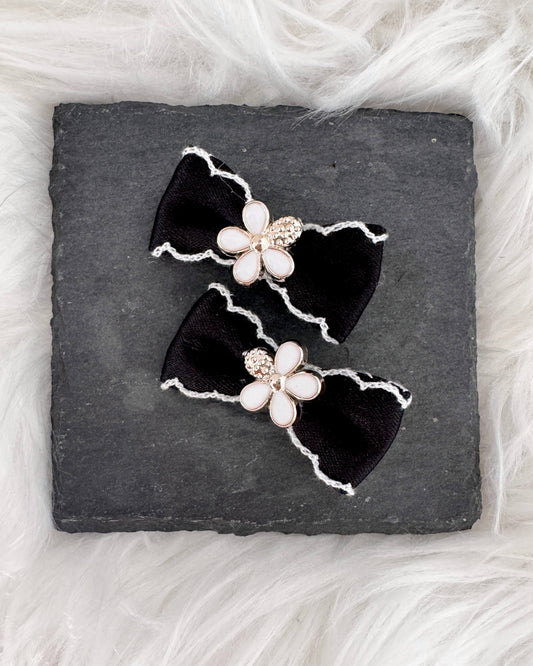 Noir Fleur Mini Hair Bows