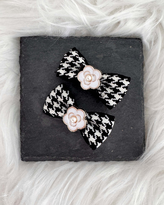Houndstooth Charm Mini Hair Bows