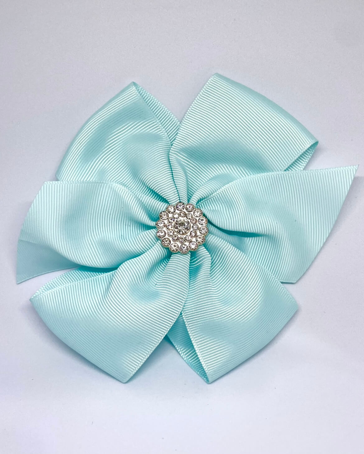 Diamante Flower Bow Aqua
