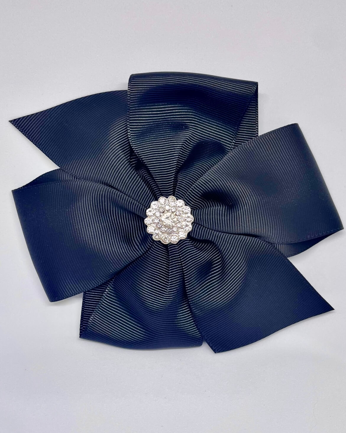 Diamante Flower Bow Black