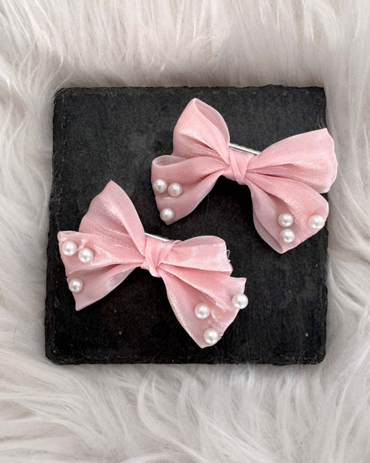 Tilly Mini Hair Bows Pale Pink