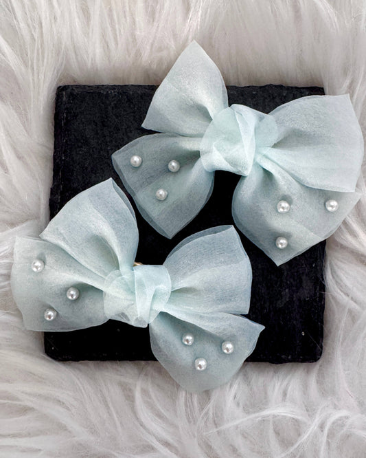 Jacinta Midi Hair Bows Aqua