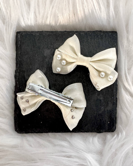 Tilly Mini Hair Bows Cream