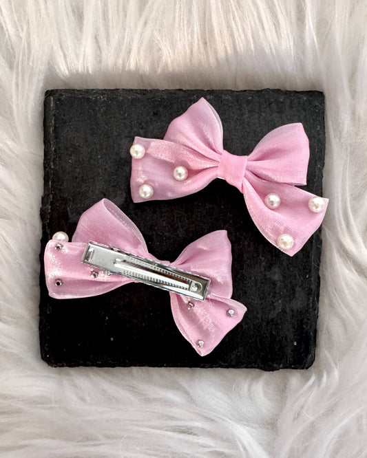 Tilly Mini Hair Bows Baby Pink