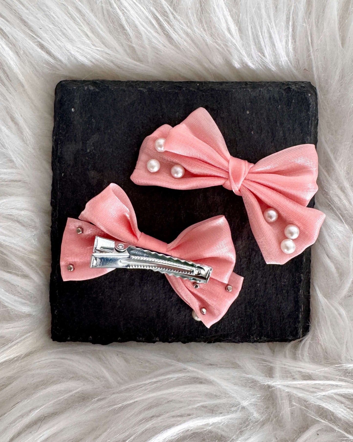 Tilly Mini Hair Bows Peachy Pink