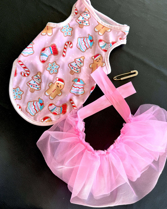 Pink Christmas Singlet + Tutu Skirt