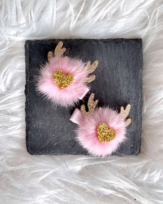 Pink Reindeer Mini Bows