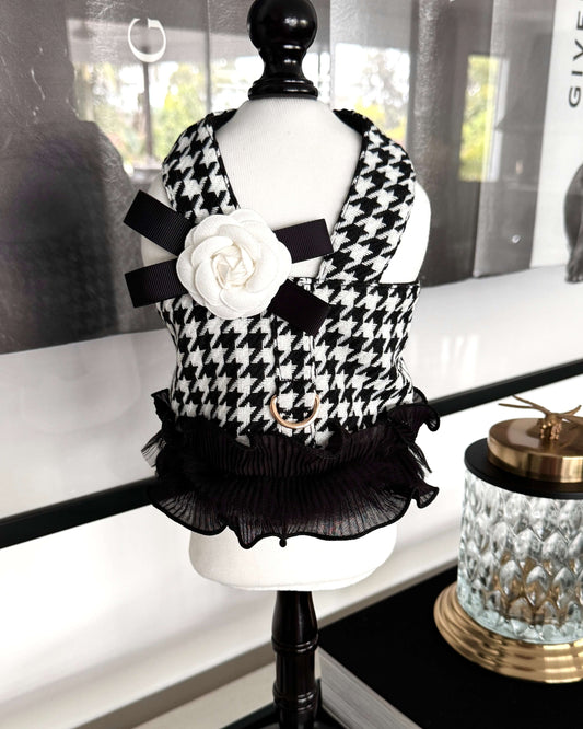 Houndstooth Dress-Harness and Lead Set