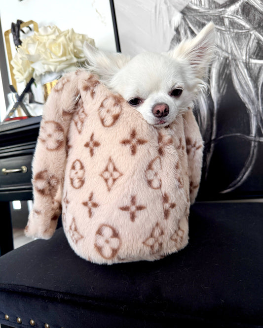 Luxe Designer Snuggle Tote Carry Bag - Cream