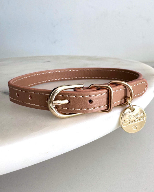 Little Luxe Leather Collar Brown