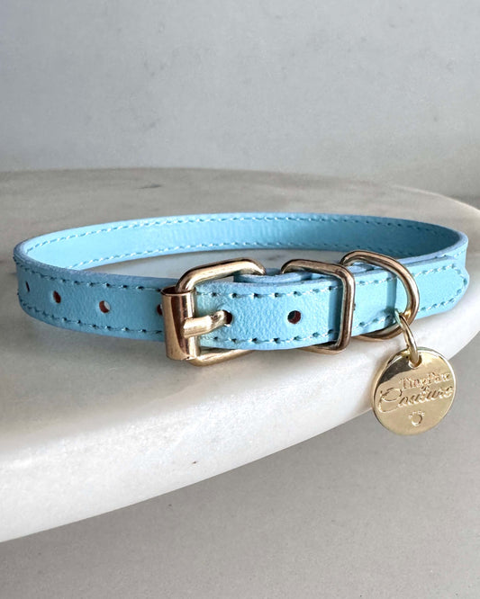 Little Luxe Leather Collar Light Blue