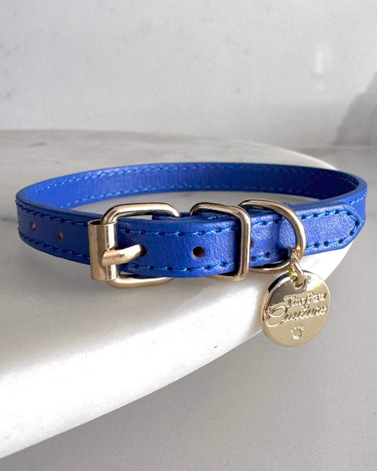 Little Luxe Leather Collar Navy Blue