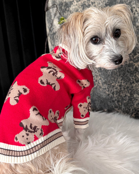 Teddy Luxe Cardigan Red