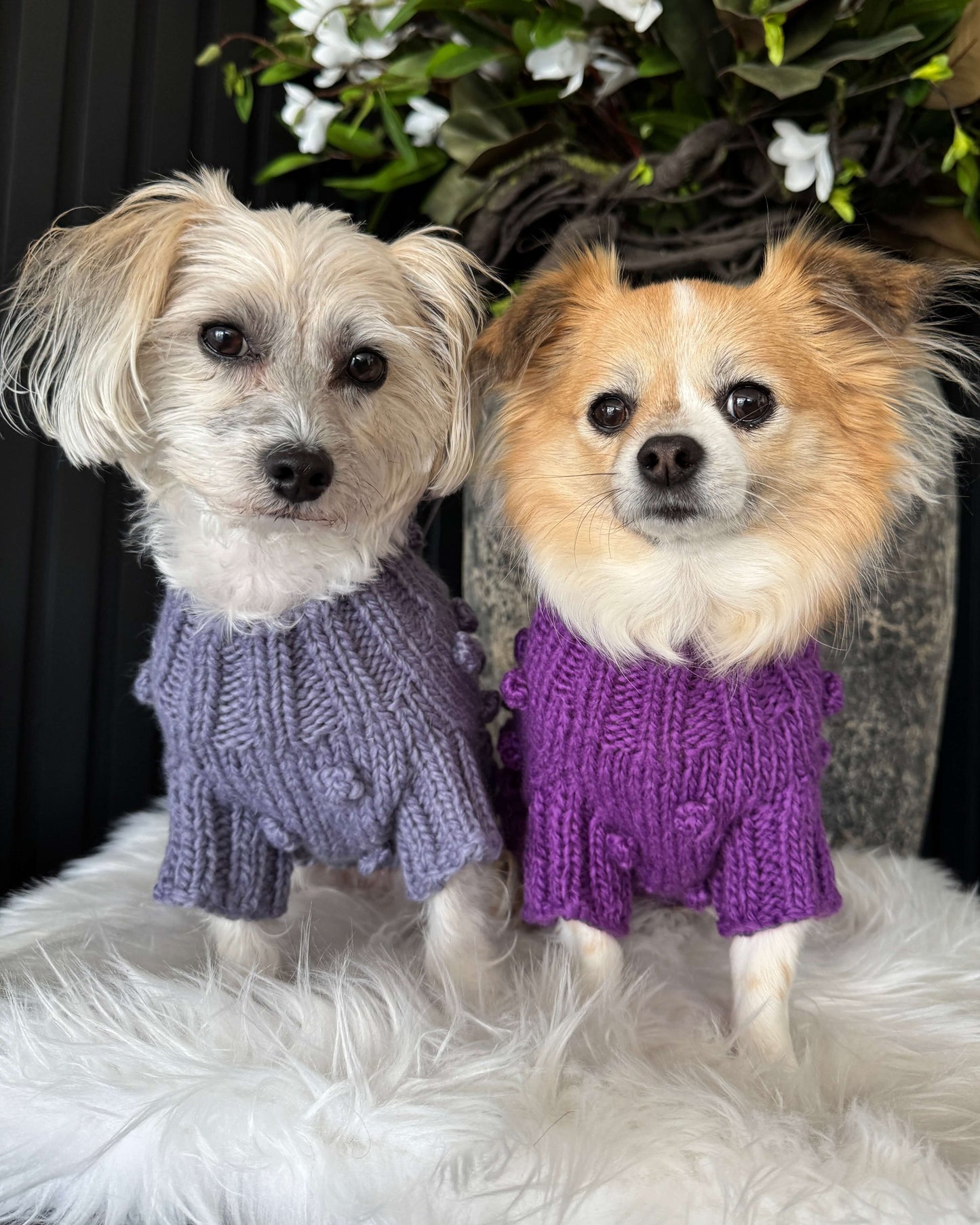 Pom Pom Knit Lilac Grey
