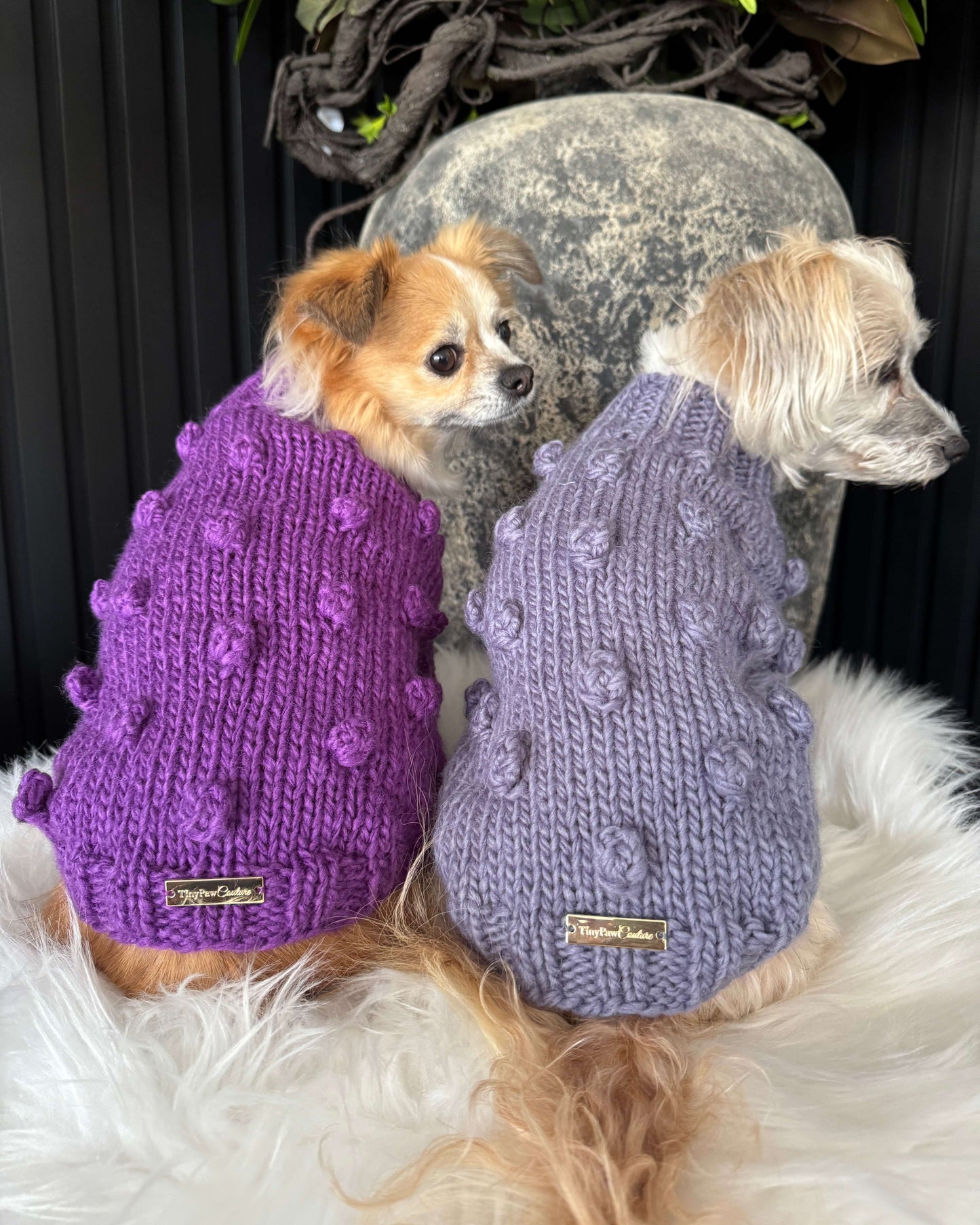 Pom Pom Knit Lilac Grey