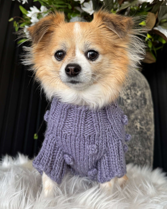 Pom Pom Knit Lilac Grey