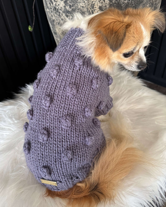 Pom Pom Knit Lilac Grey