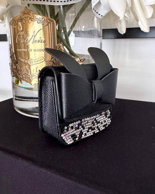 Luxury Bunny Bow Waste Bag Carrier Black