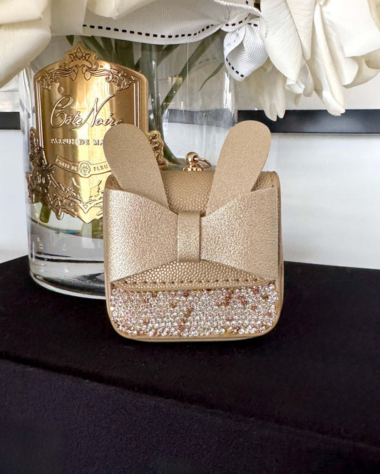 Luxury Bunny Bow Waste Bag Carrier Gold