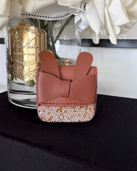 Luxury Bunny Bow Waste Bag Carrier Brown