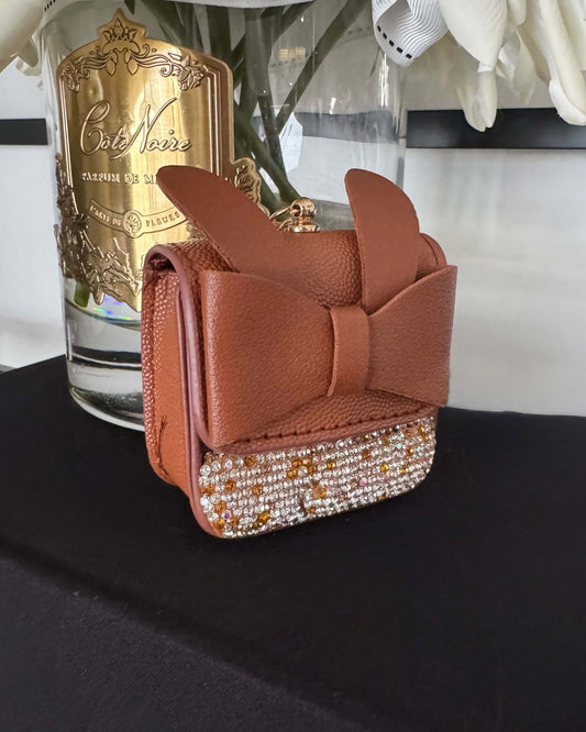 Luxury Bunny Bow Waste Bag Carrier Brown