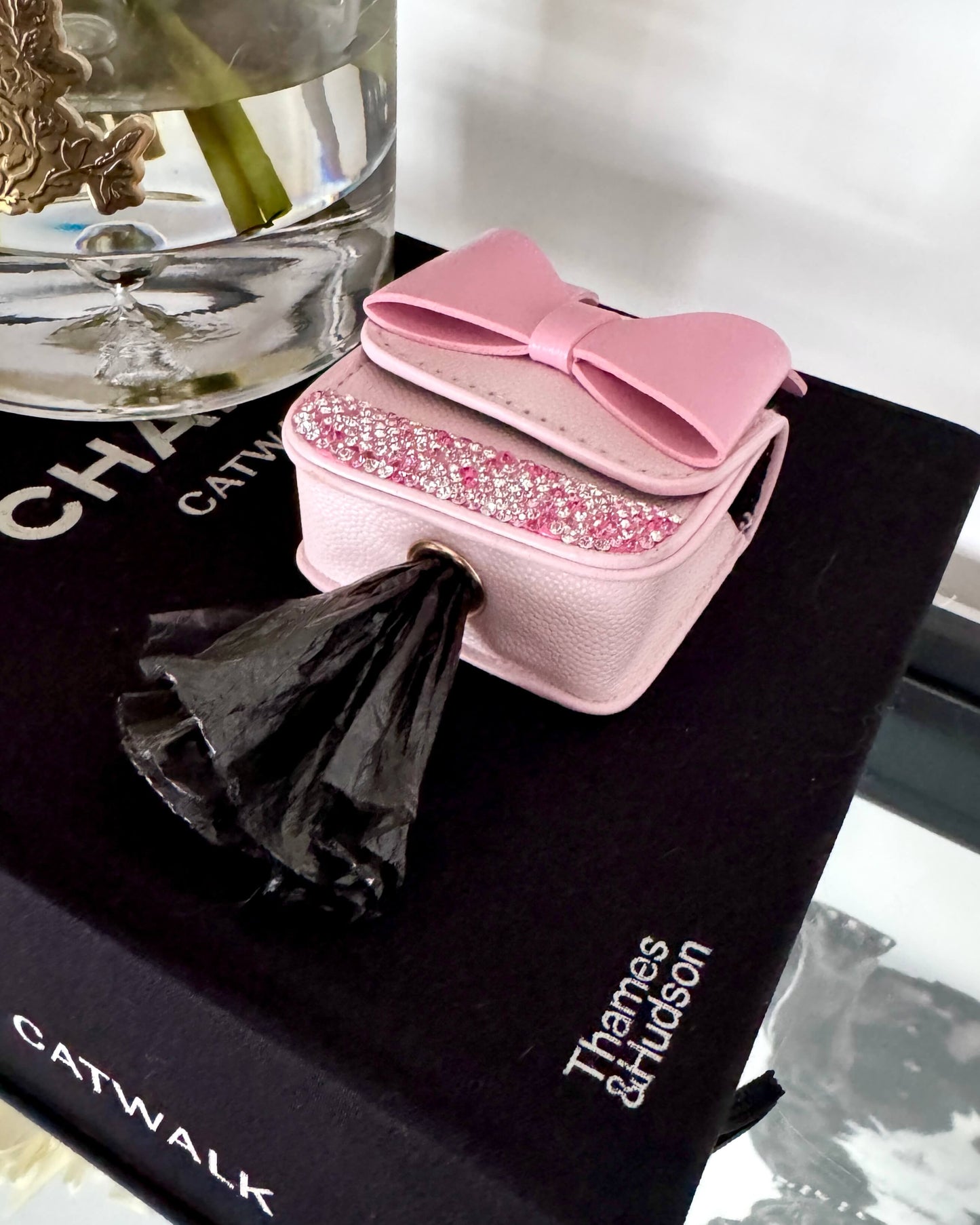 Luxury Bunny Bow Waste Bag Carrier Pink