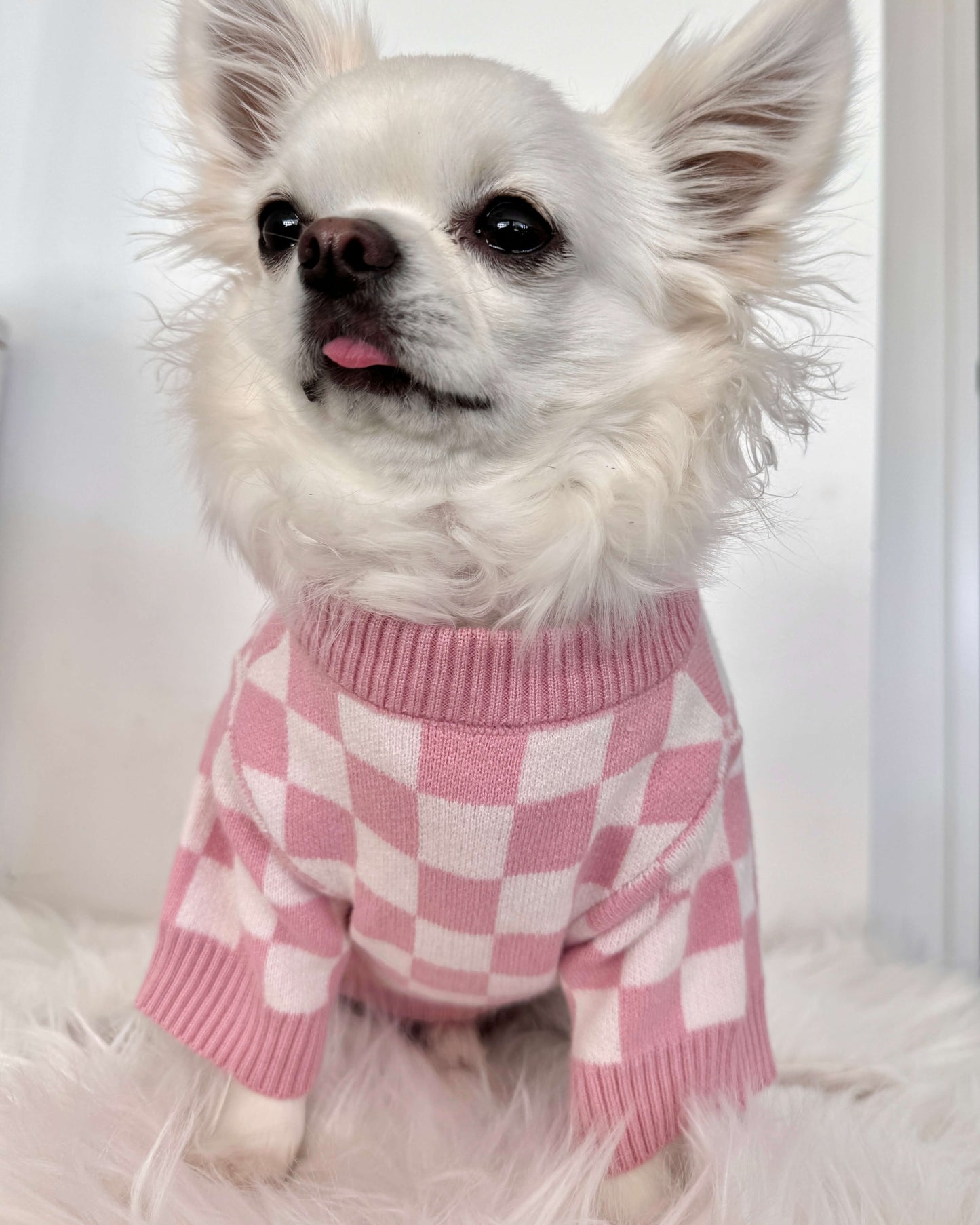 Pink Checkered Cardigan