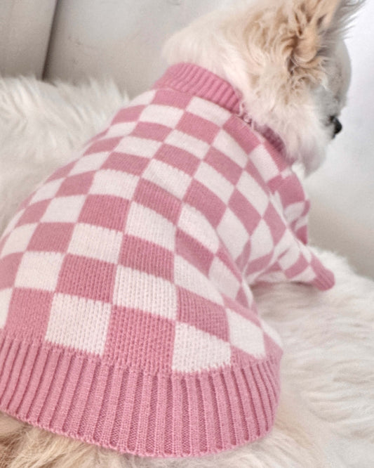 Pink Checkered Cardigan