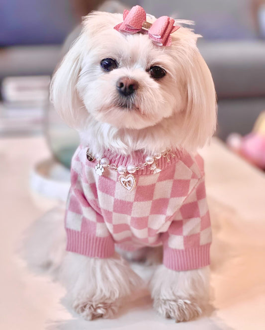 Pink Checkered Cardigan