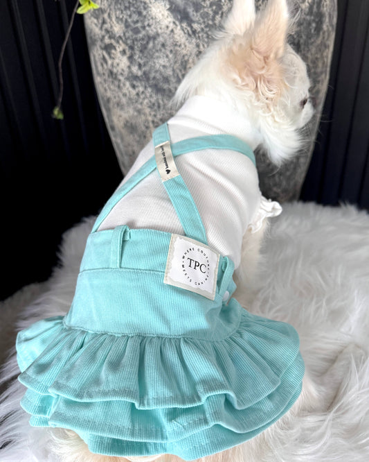 Tiny Paw Couture Signature Suspender Skirt - Minty Ruffle