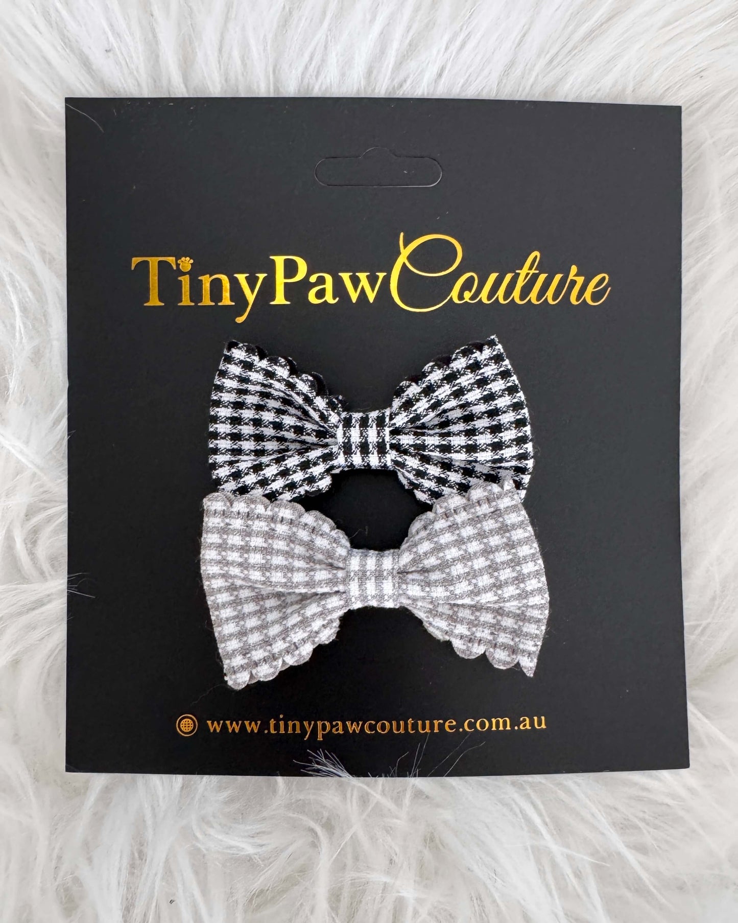 Gingham Charm Mini Bow Set Black & Grey