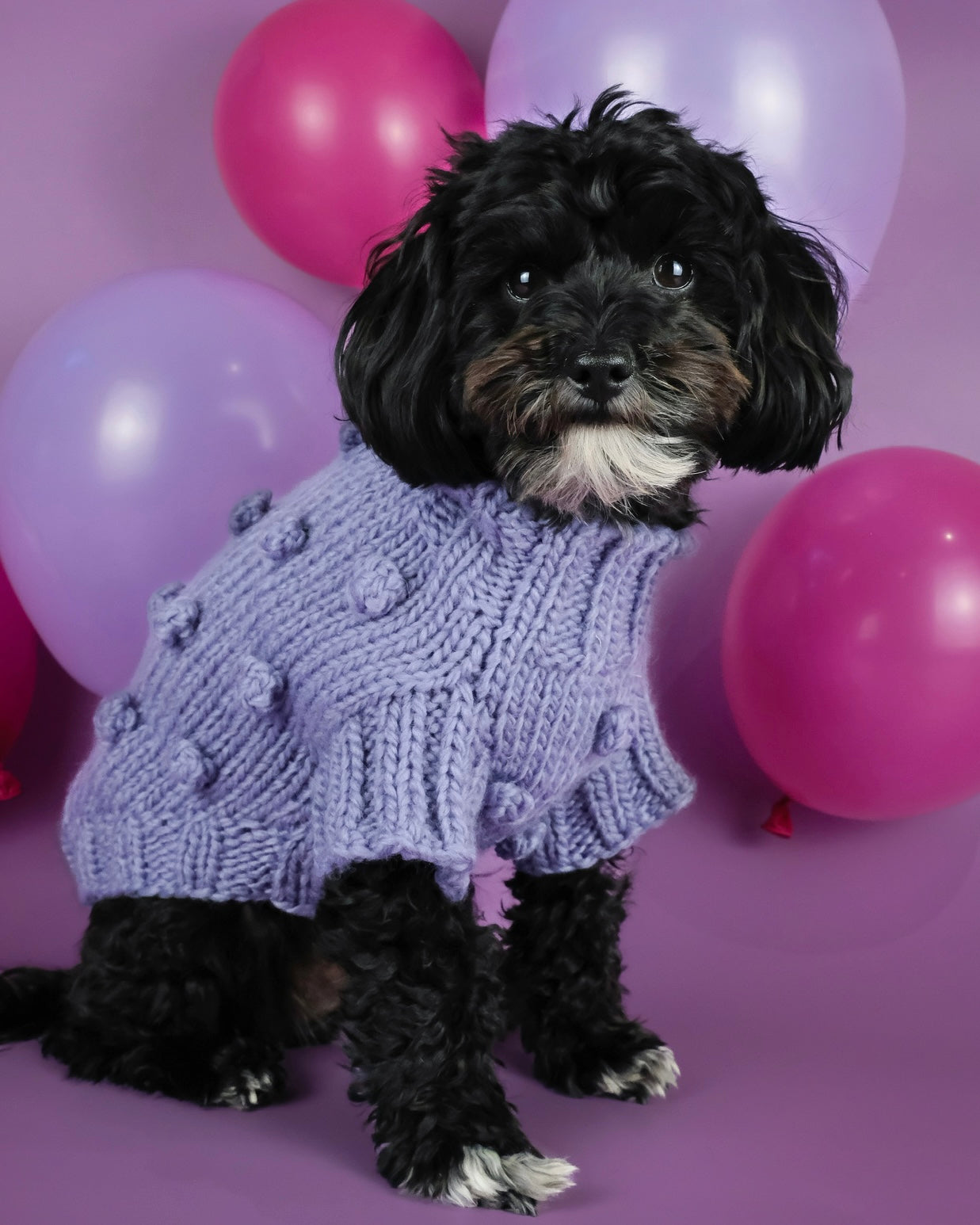 Pom Pom Knit Lilac Grey