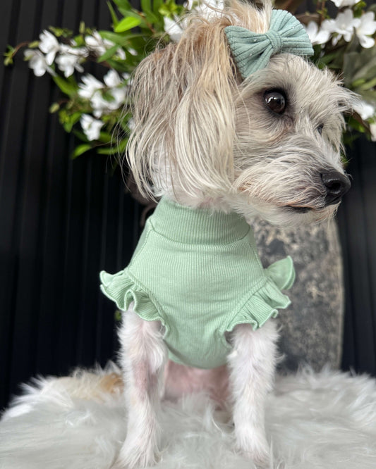 Arabella Frilly Sleeve Top Green
