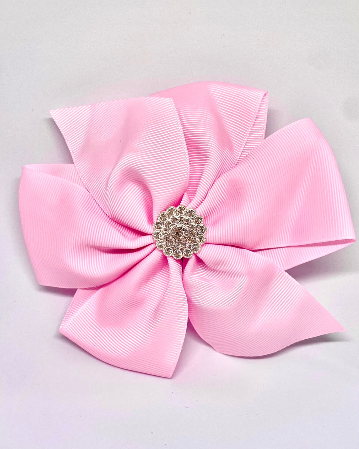 Diamante Flower Bow Baby Pink