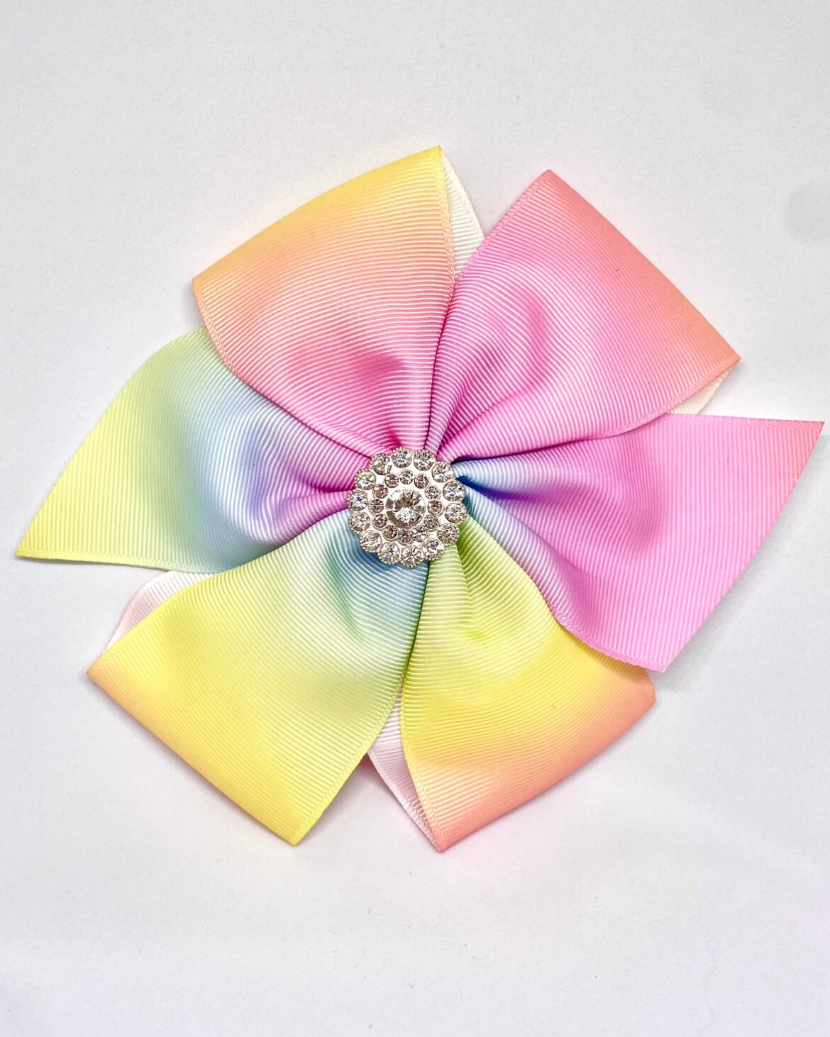 Diamante Flower Bow Rainbow