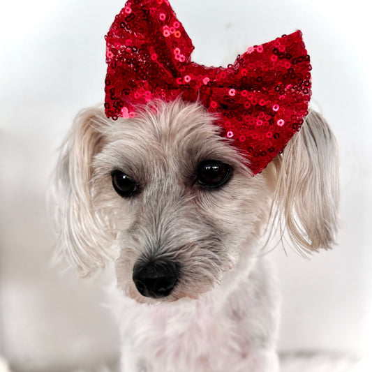 Red Sequin Small Bow/Hair Bow