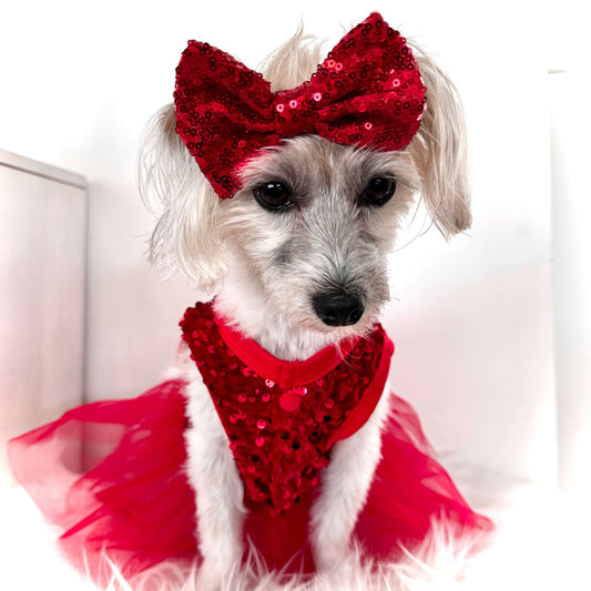 Red Sequin Small Bow/Hair Bow