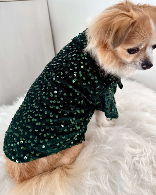 Green Velvet Sequin Shirt