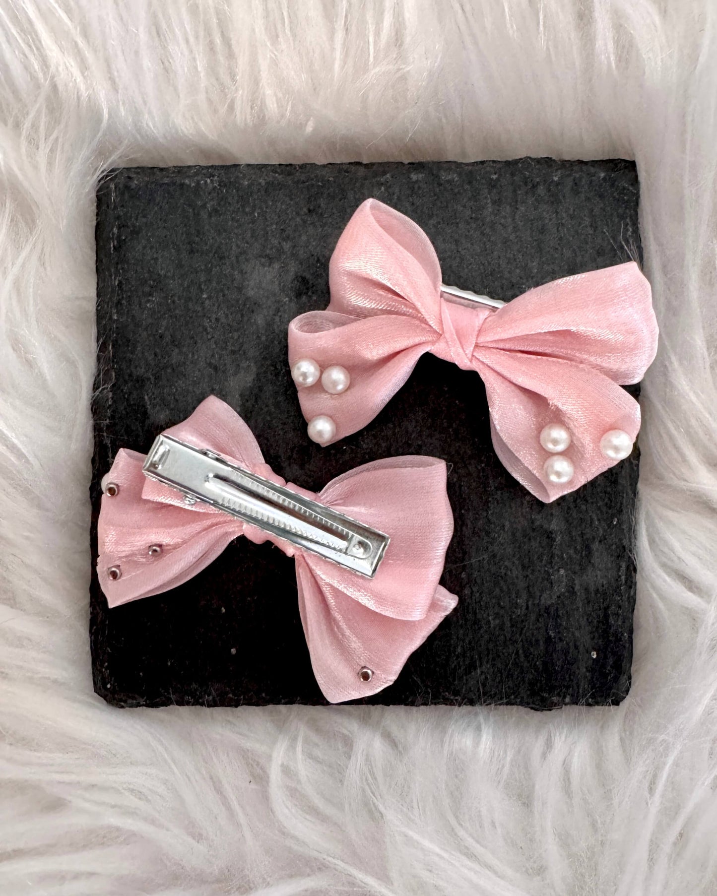 Tilly Mini Hair Bows Pale Pink