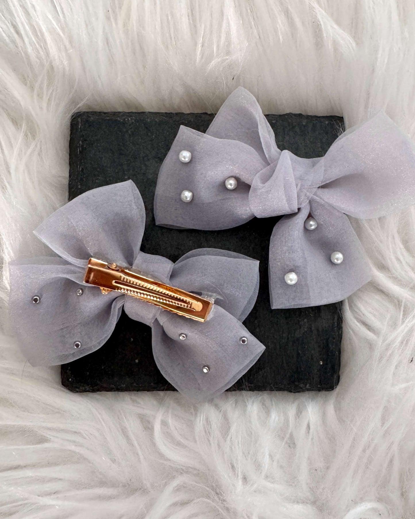 Jacinta Midi Hair Bows Grey