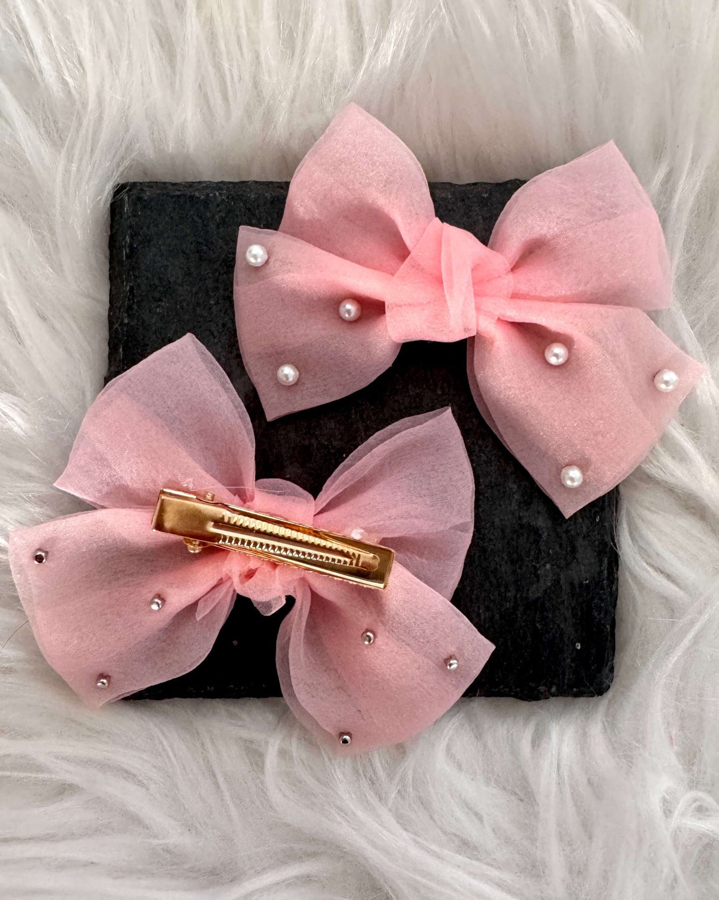 Jacinta Midi Hair Bows Peachy Pink