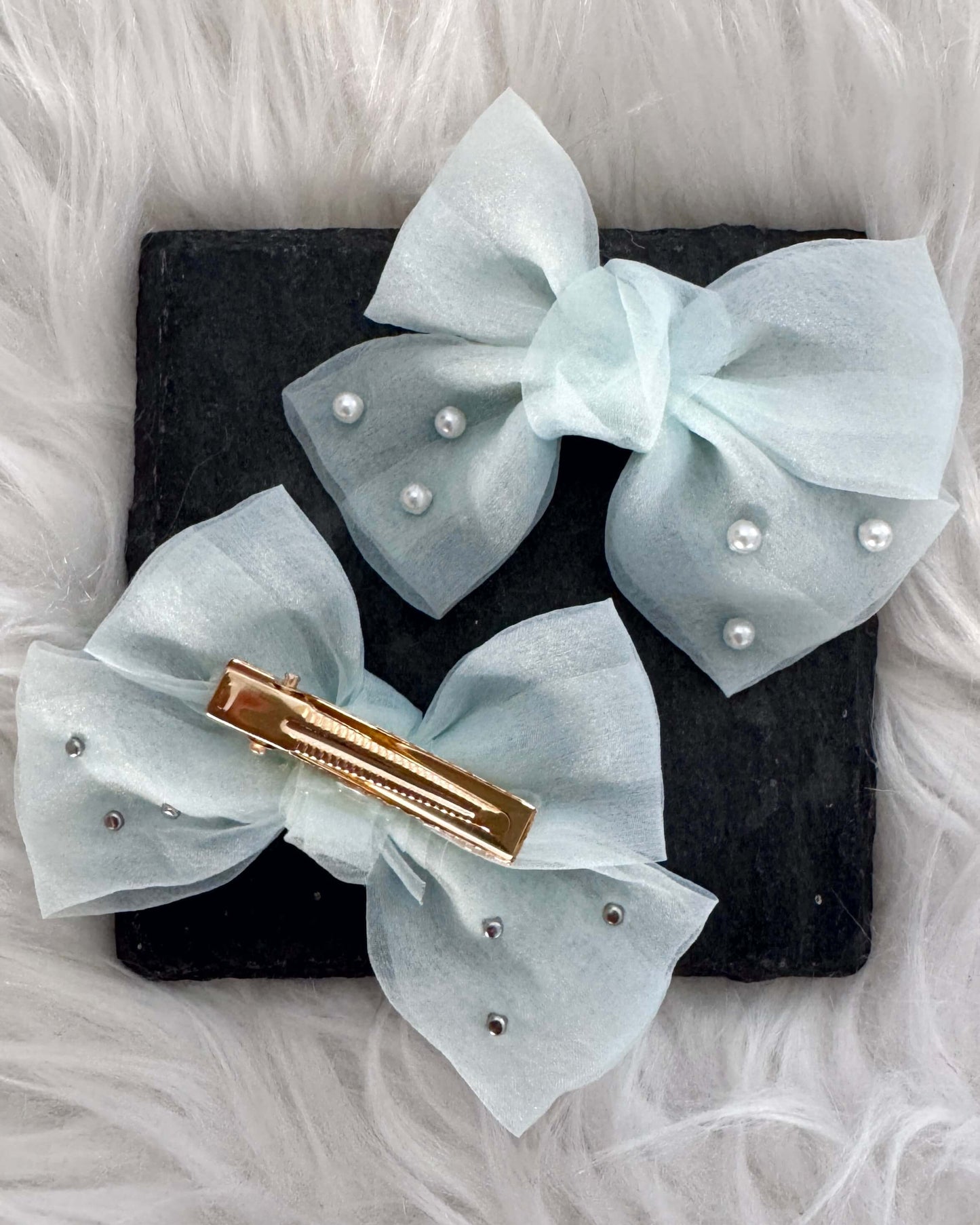 Jacinta Midi Hair Bows Aqua