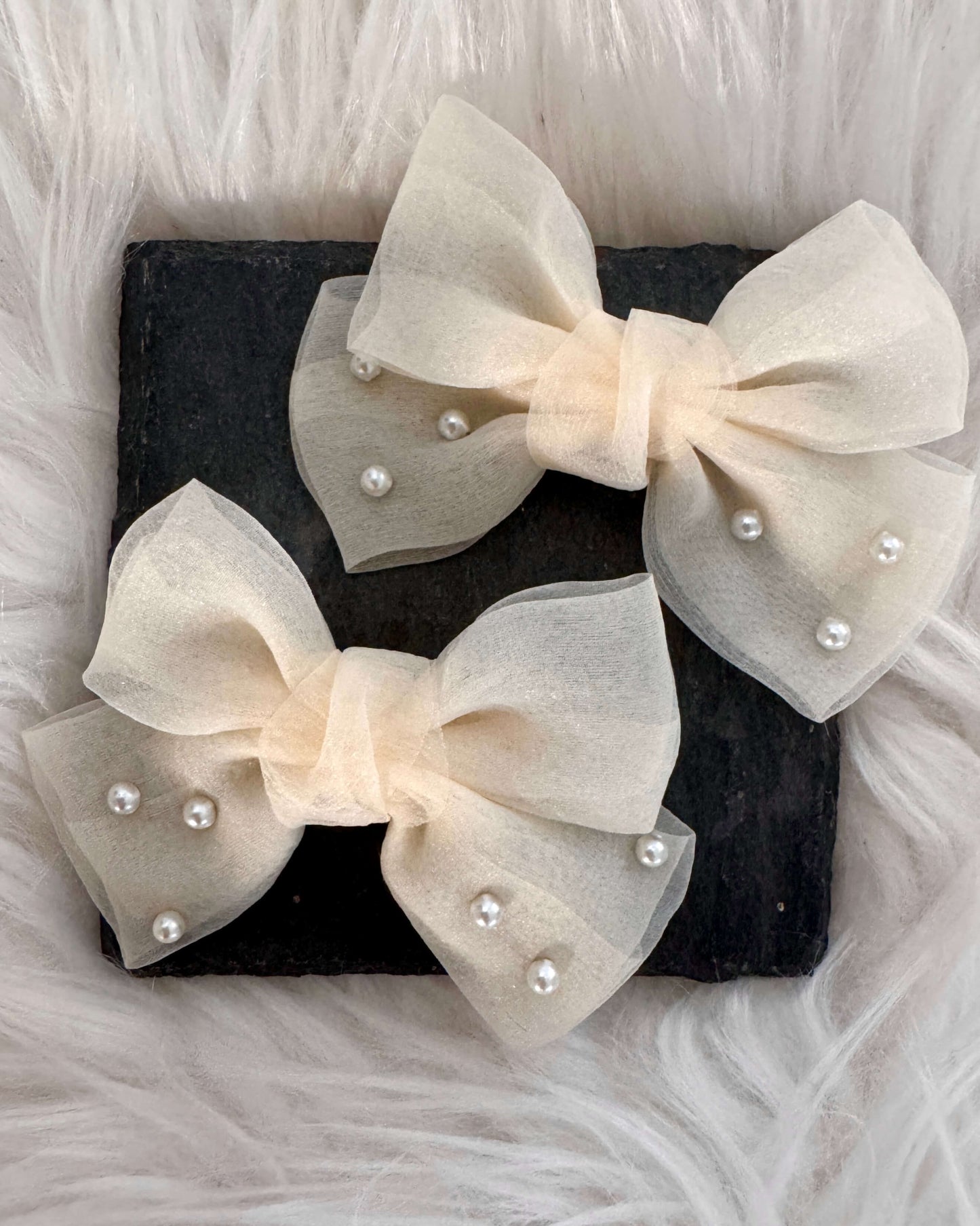 Jacinta Midi Hair Bows Beige
